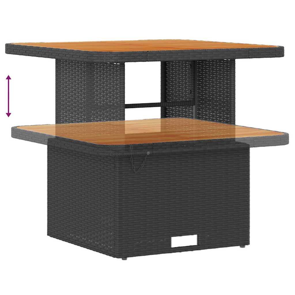 Garten-Sofa-Set mit Kissen mit Speicher Schwarz Poly Rattan